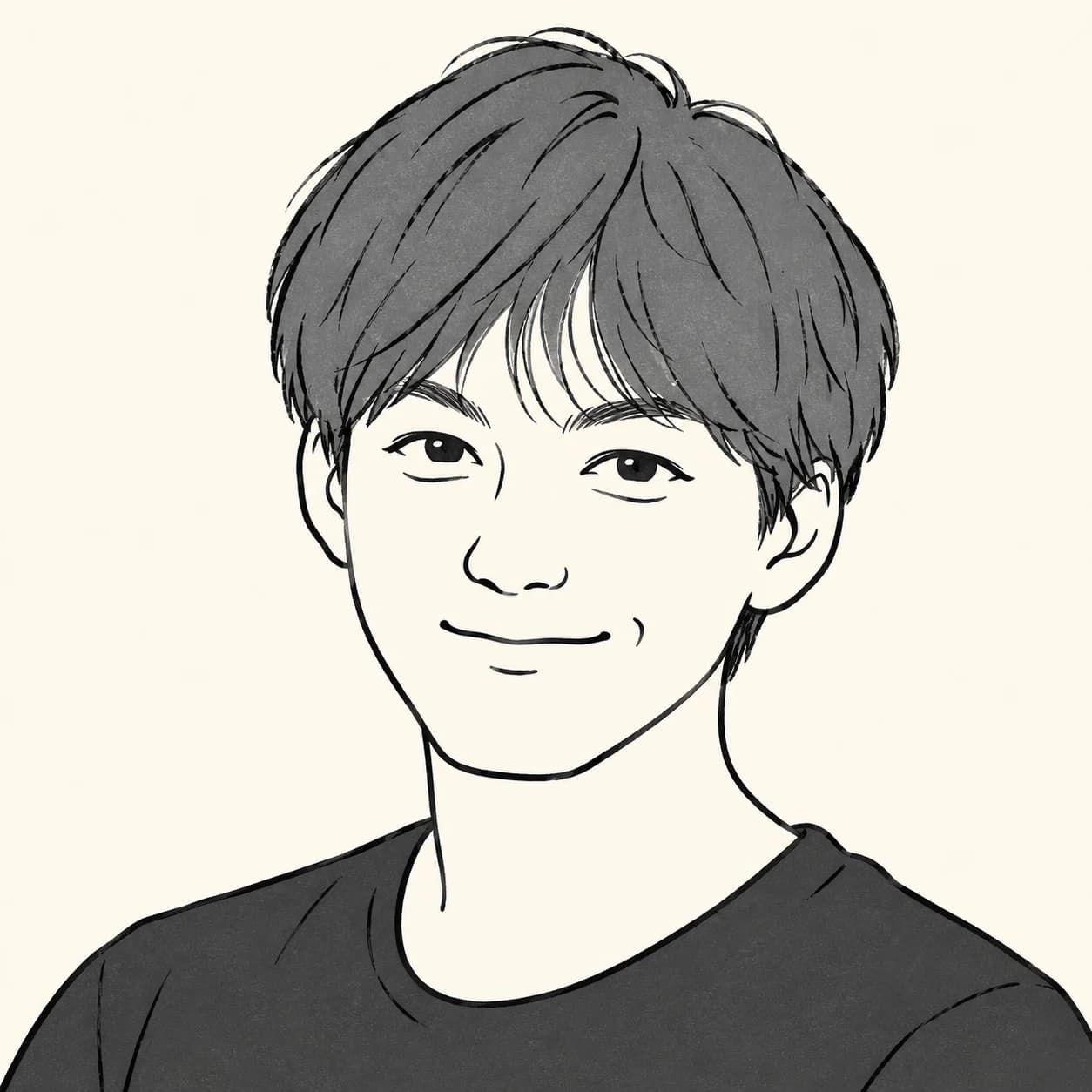 にこやかに笑うホーリーの似顔絵